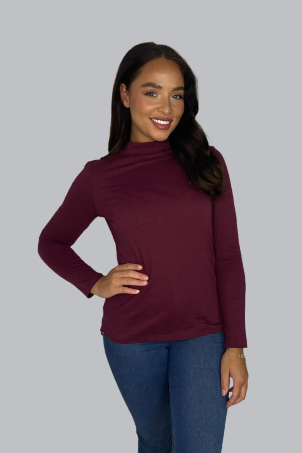 Basic Long Sleeve Cotton Turtleneck Top