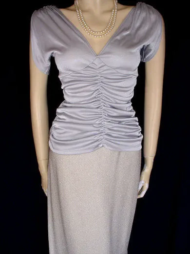 *BEAUTIFUL ST. JOHN EVENING BY MARIE GRAY SPARKLING PLATINUM SILVER EVENING SKIRT