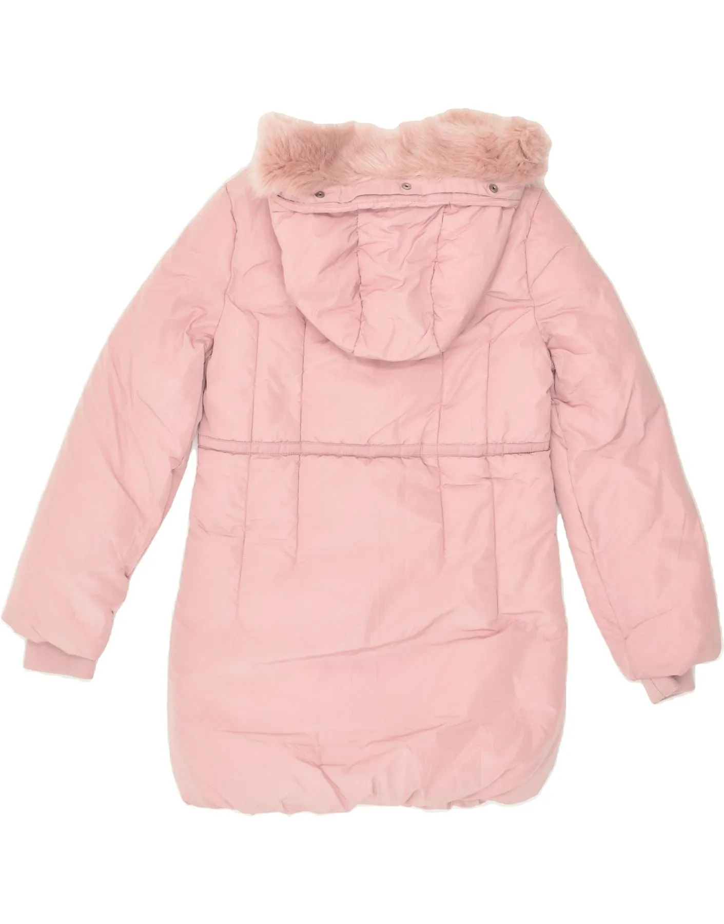 BENETTON Girls Hooded Padded Coat 11-12 Years 2XL Pink Polyester