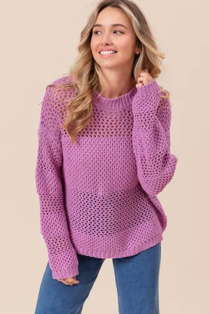 BiBi Openwork Long Sleeve Knit Top