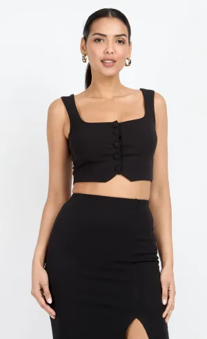 Black Button Front Bralette Top by Chloe Lewis