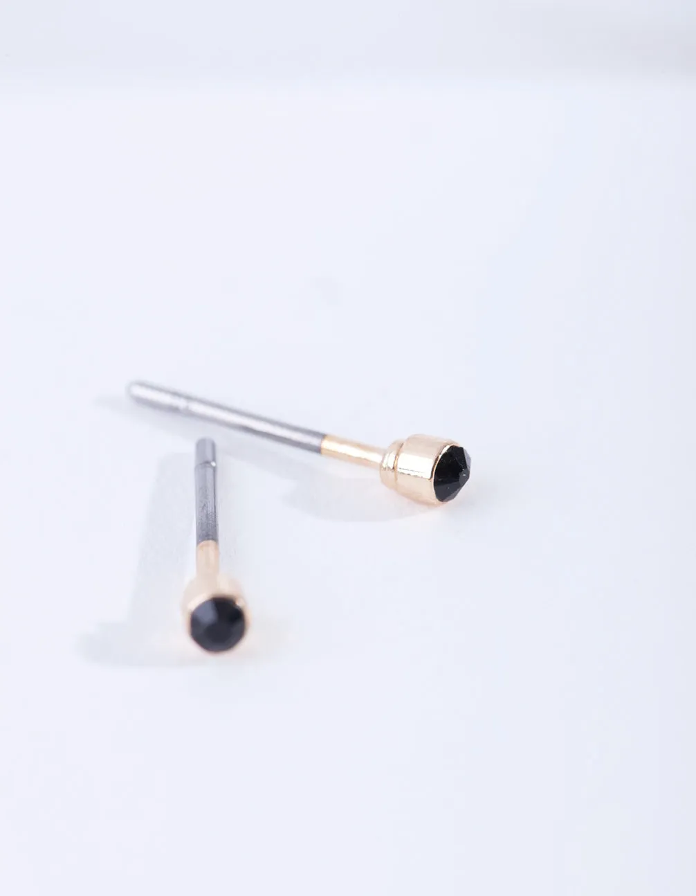 Black Tiny Diamante Stud Earrings