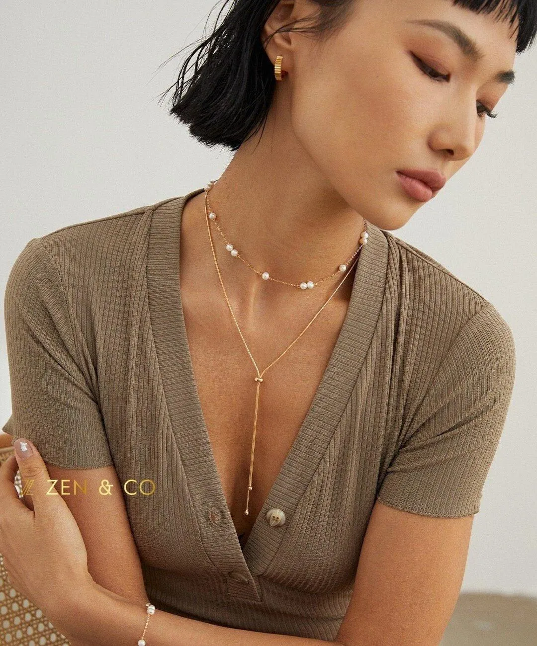 BLAIR Dainty pearl layering necklace