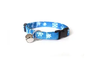 Blue & White Snowflakes Winter Cat Collar