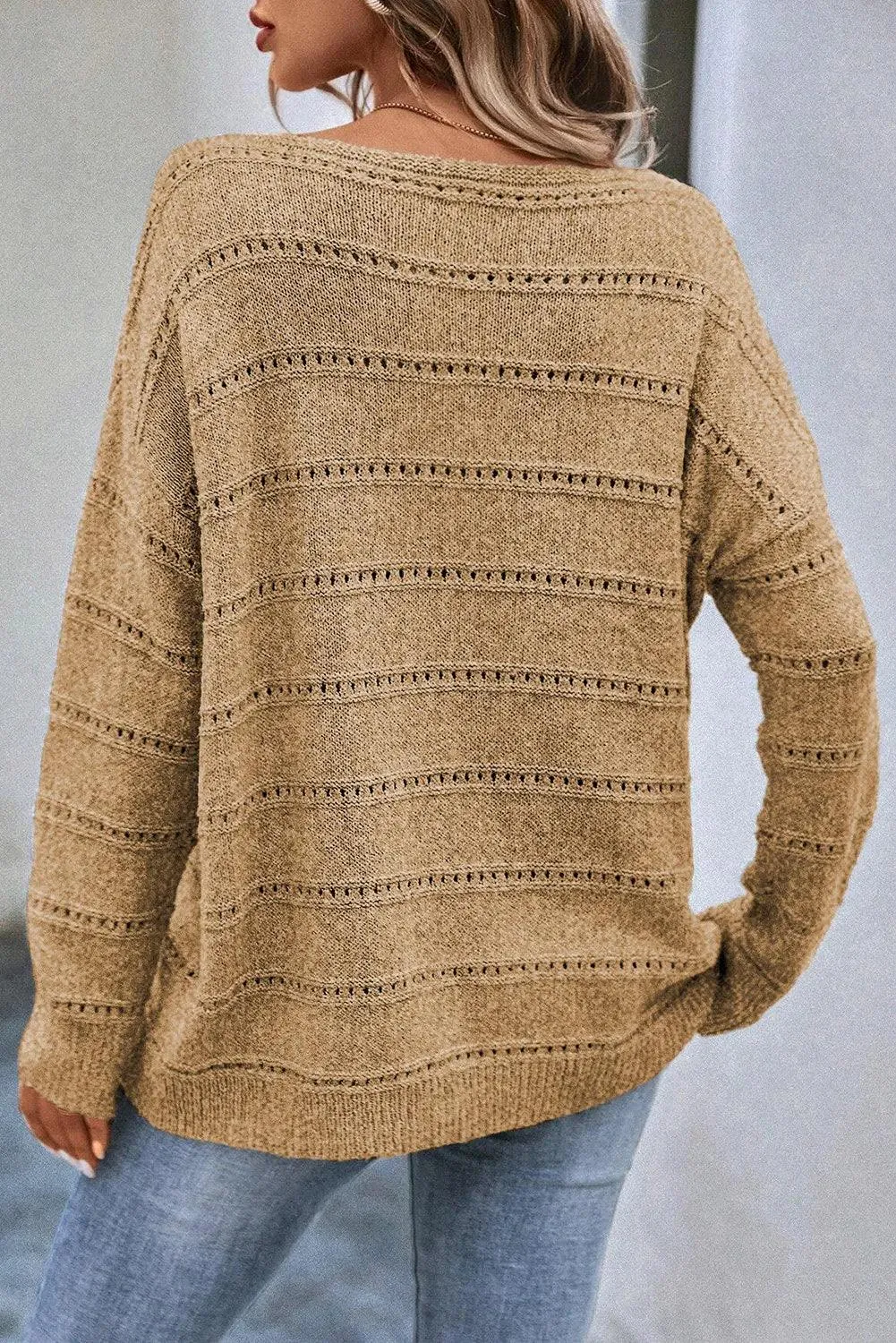 Boat Neck Dropped Shoulder Sweater