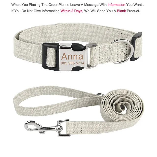 Bohemia Engraved Dog Collar Leash Set