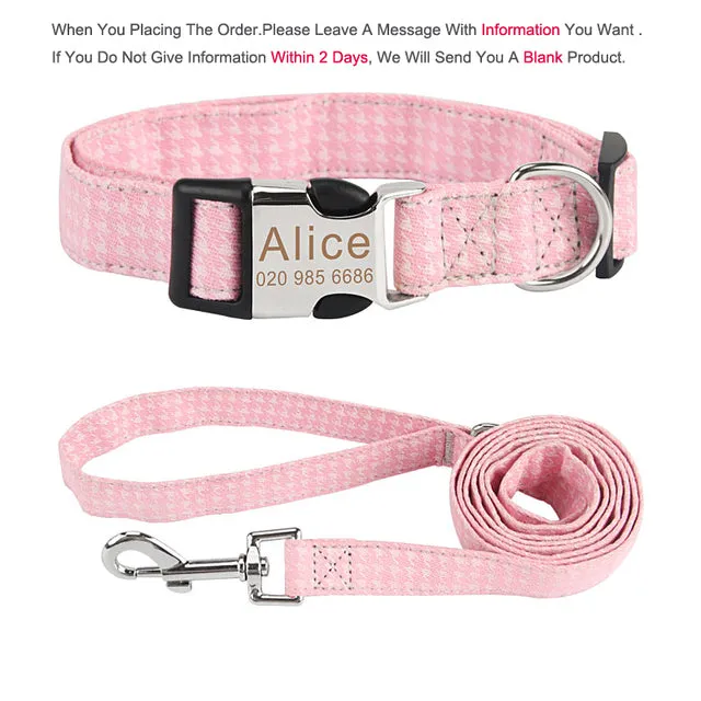 Bohemia Engraved Dog Collar Leash Set