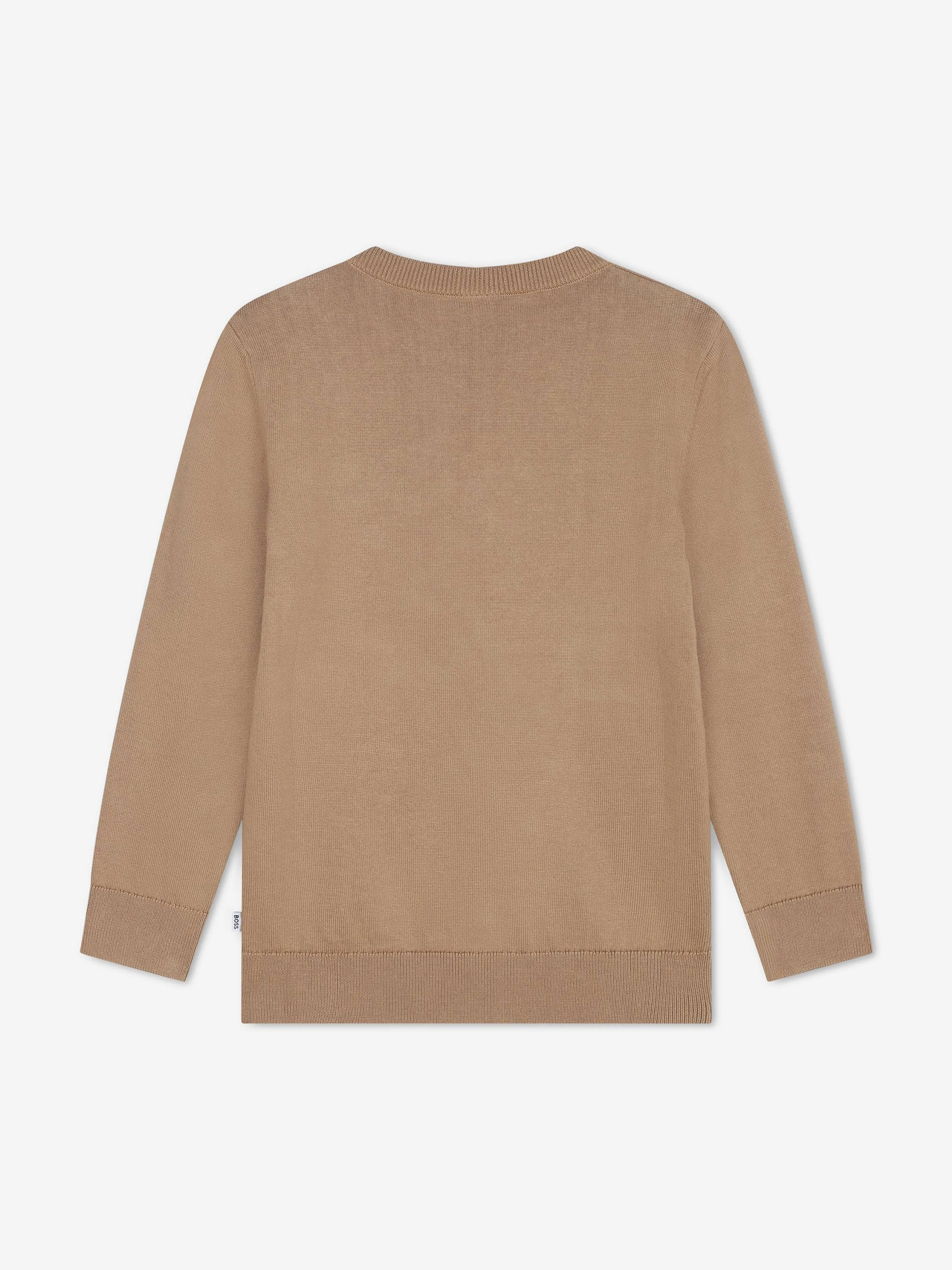 BOSS Boys Knitted Logo Jumper in Brown