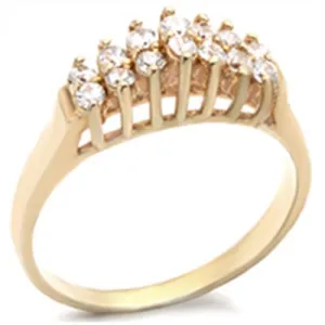 Brass Ring with AAA Grade CZ in Clear for Women Style 2W004