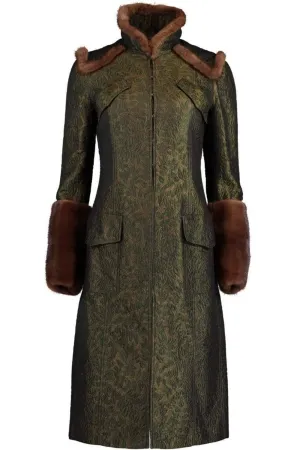 Brocade Coat with Mink Trim