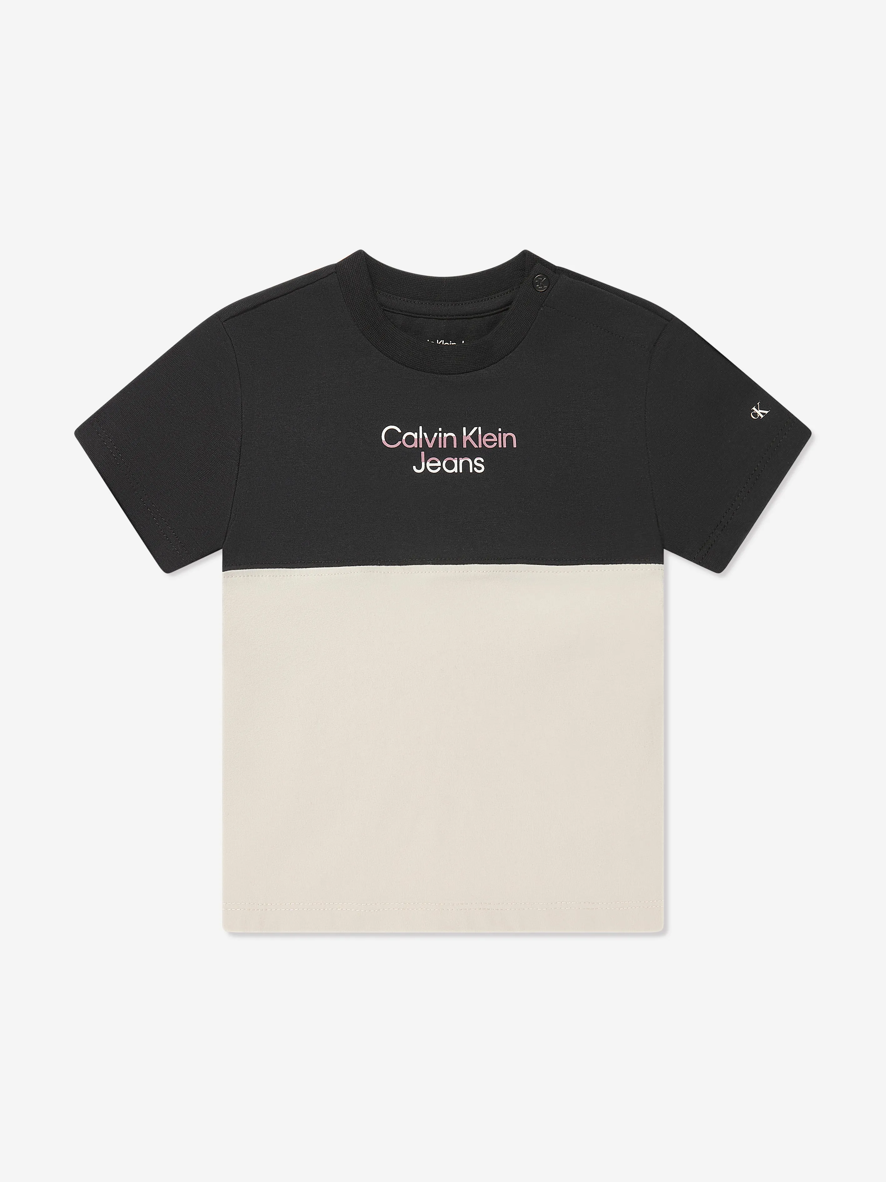 Calvin Klein Baby Hero Logo Colourblock T-Shirt in Black