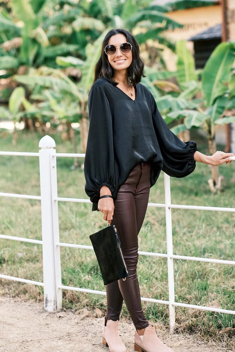 CAROLINA SOVANA LONG SLEEVE TOP IN BLACK