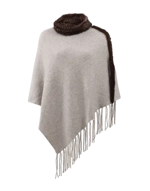 Cassandra Poncho With Mink Collar