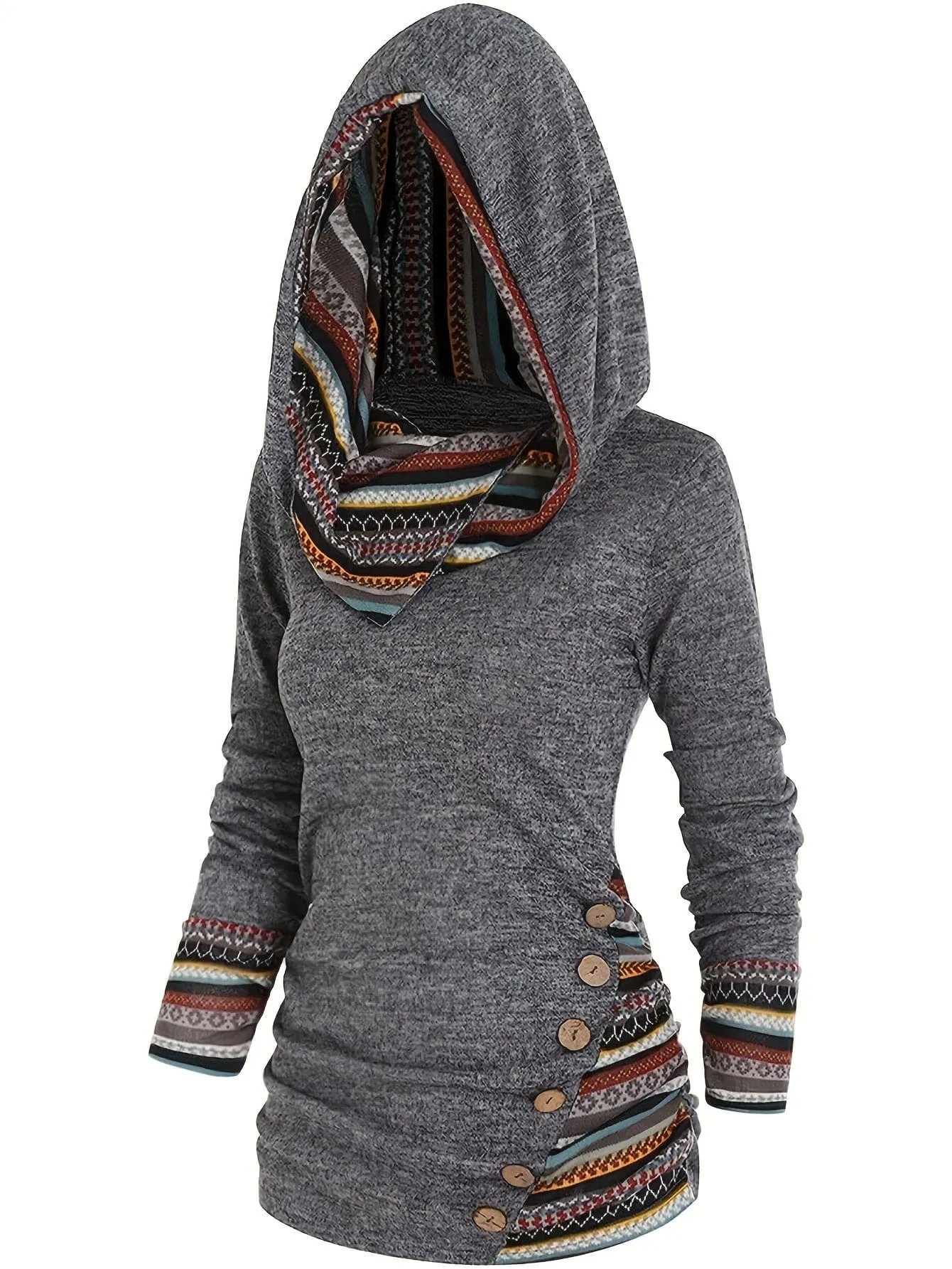 Casual Button-Side Hoodie