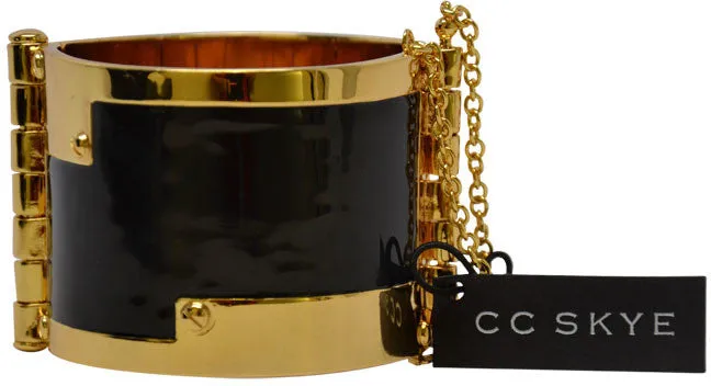 cc skye - enamel hinge cuff in black (1 pc)