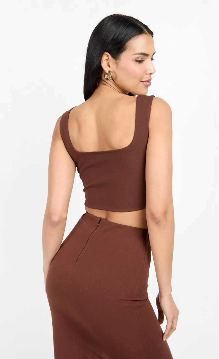 Chocolate Brown Button Front Bralette Top by Chloe Lewis