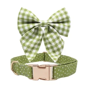 Classic Green Polka Dots Girly Butterfly ID Collar: Personalized