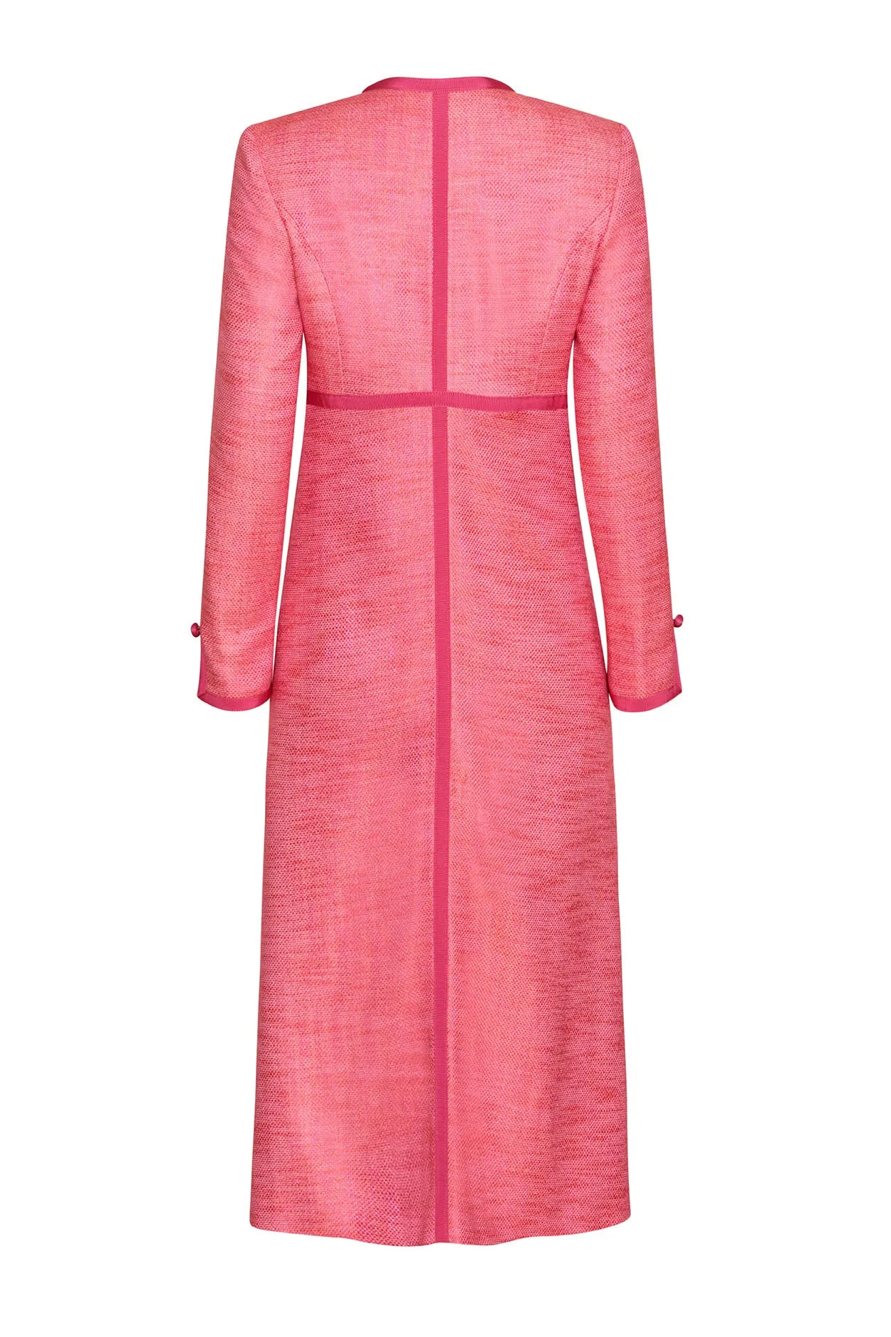 Coat-Dress in Pink/Orange Tweed with Pink Trim - Sienna