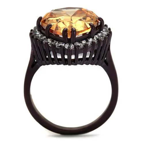 coffee Stainless Steel Ring AAA GRD CZ Champagne TK2675 for Women Style Dark