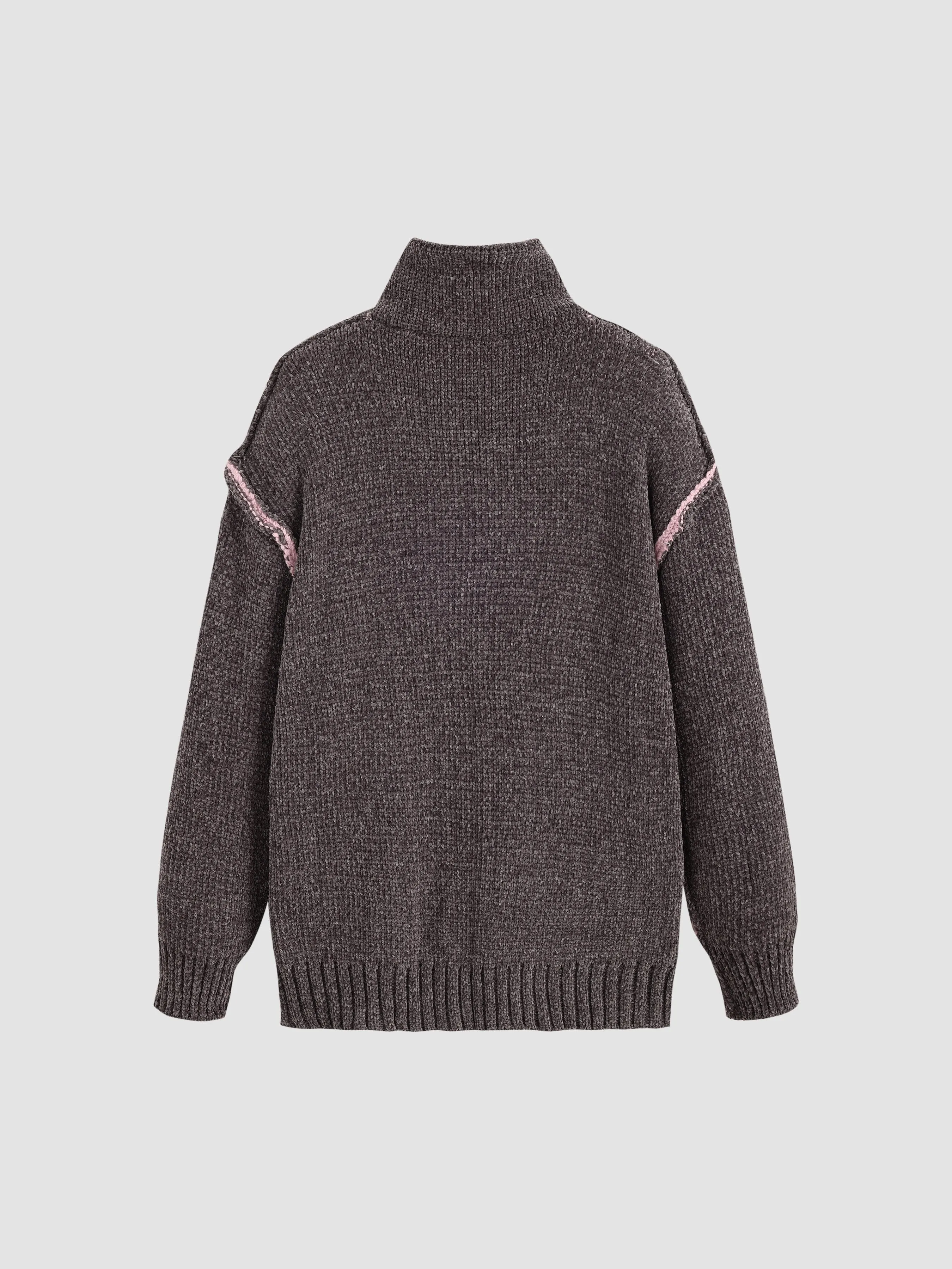 Colorblock Oversize Collared Sweater