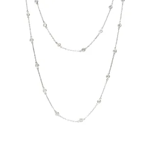 Contemporary 2.60 CTW Diamond 18 Karat White Gold By The Yard 41 IN Long Station Necklace