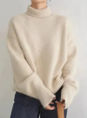 Cozy Oversized Turtleneck Sweater - Soft Knit Winter Pullover