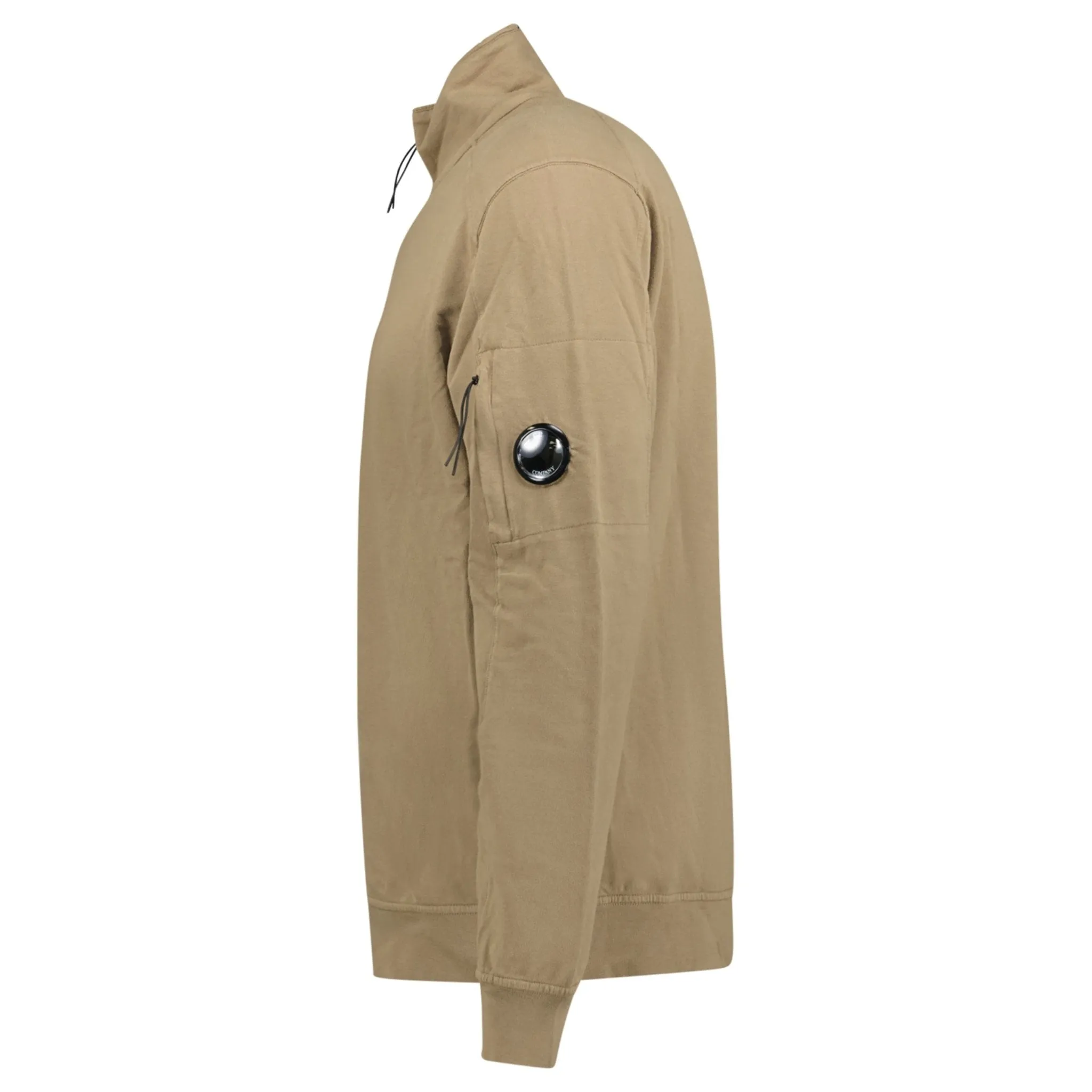 CP Company Lens Quarter Zip Light Sweatshirt Khaki