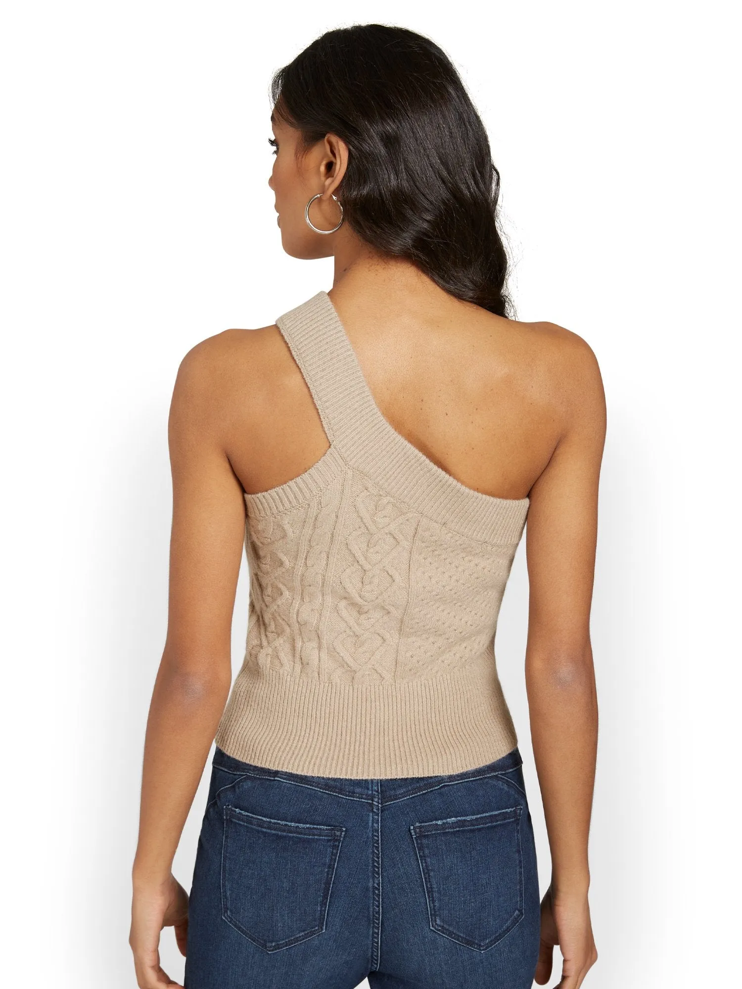 Crescent One-Shoulder Cable-Knit Tank - Brands We Love