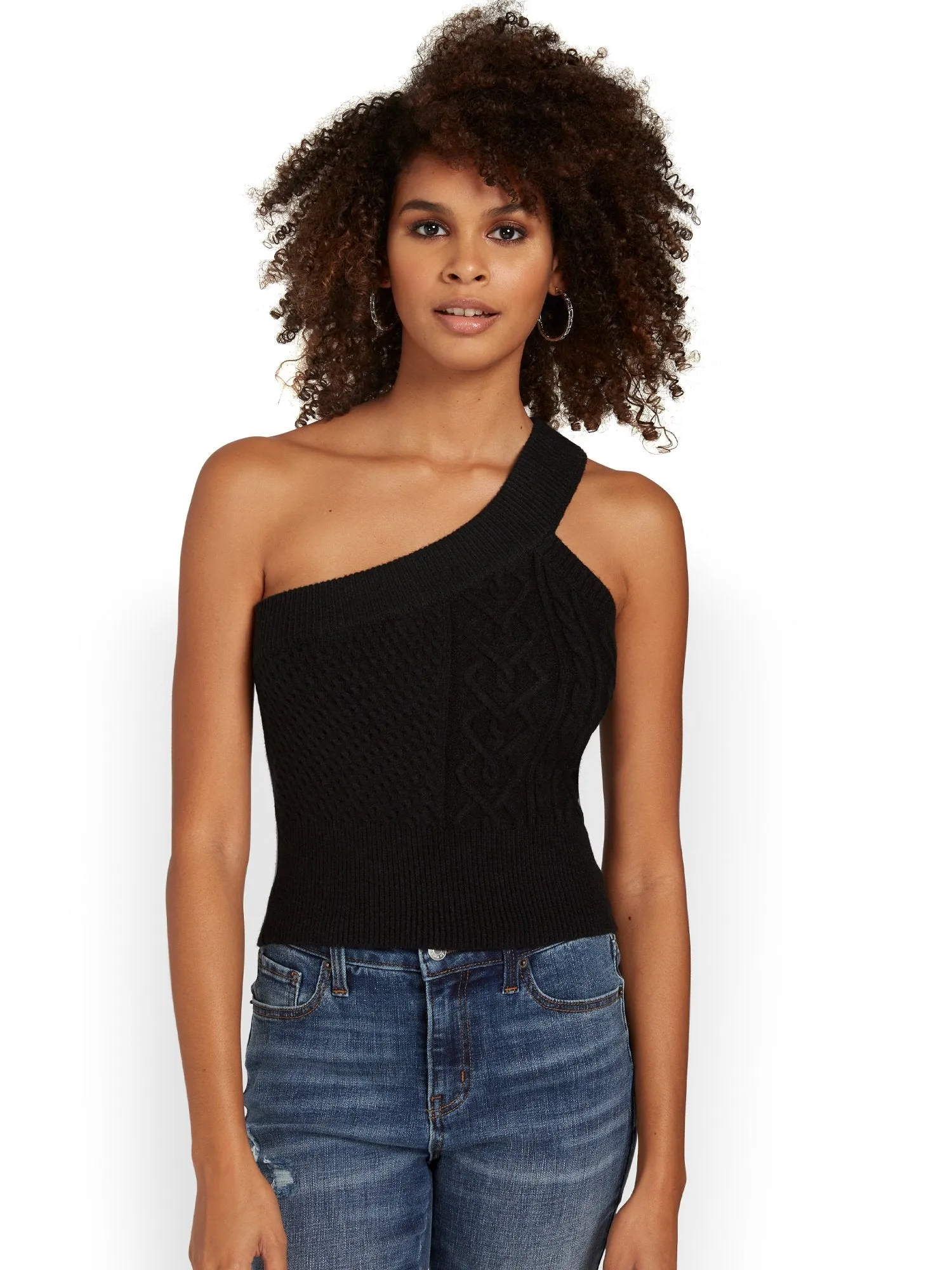 Crescent One-Shoulder Cable-Knit Tank - Brands We Love