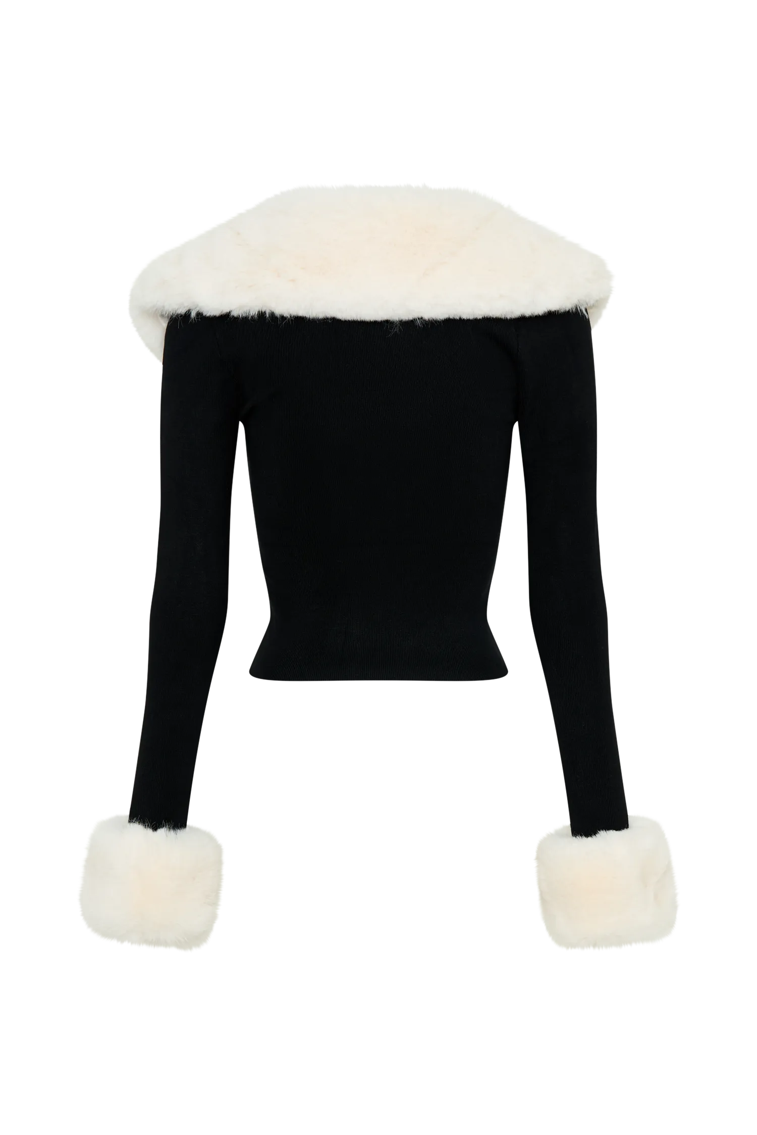 Cressida Faux Fur Knit Long Sleeve Top - Black/White