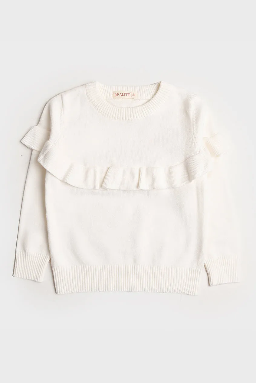 Crew Neck Frill Sweater