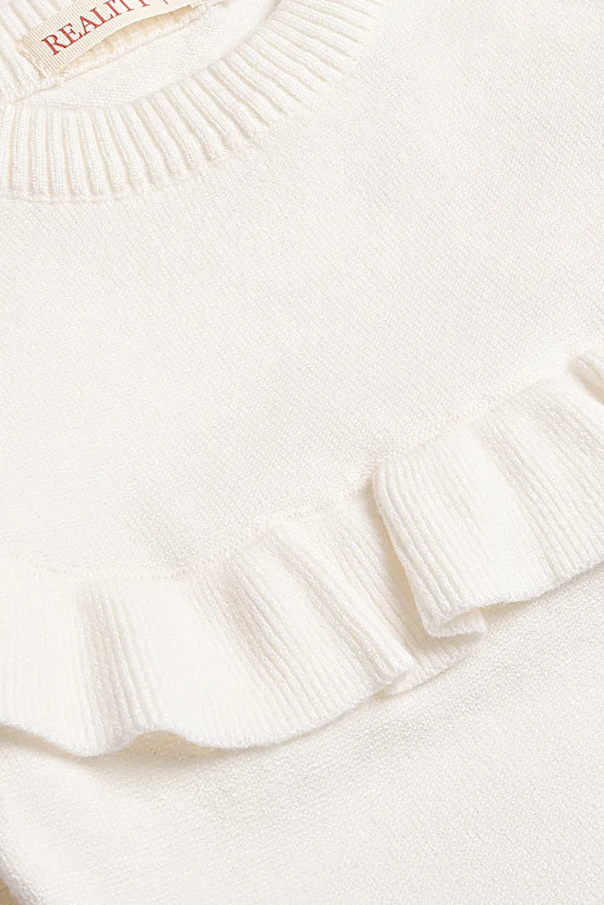 Crew Neck Frill Sweater