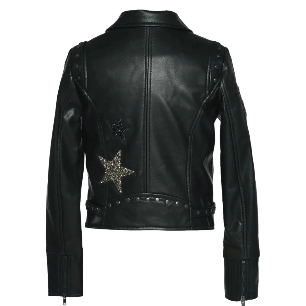 CRYSTAL STAR FAUX LEATHER MOTO JACKET