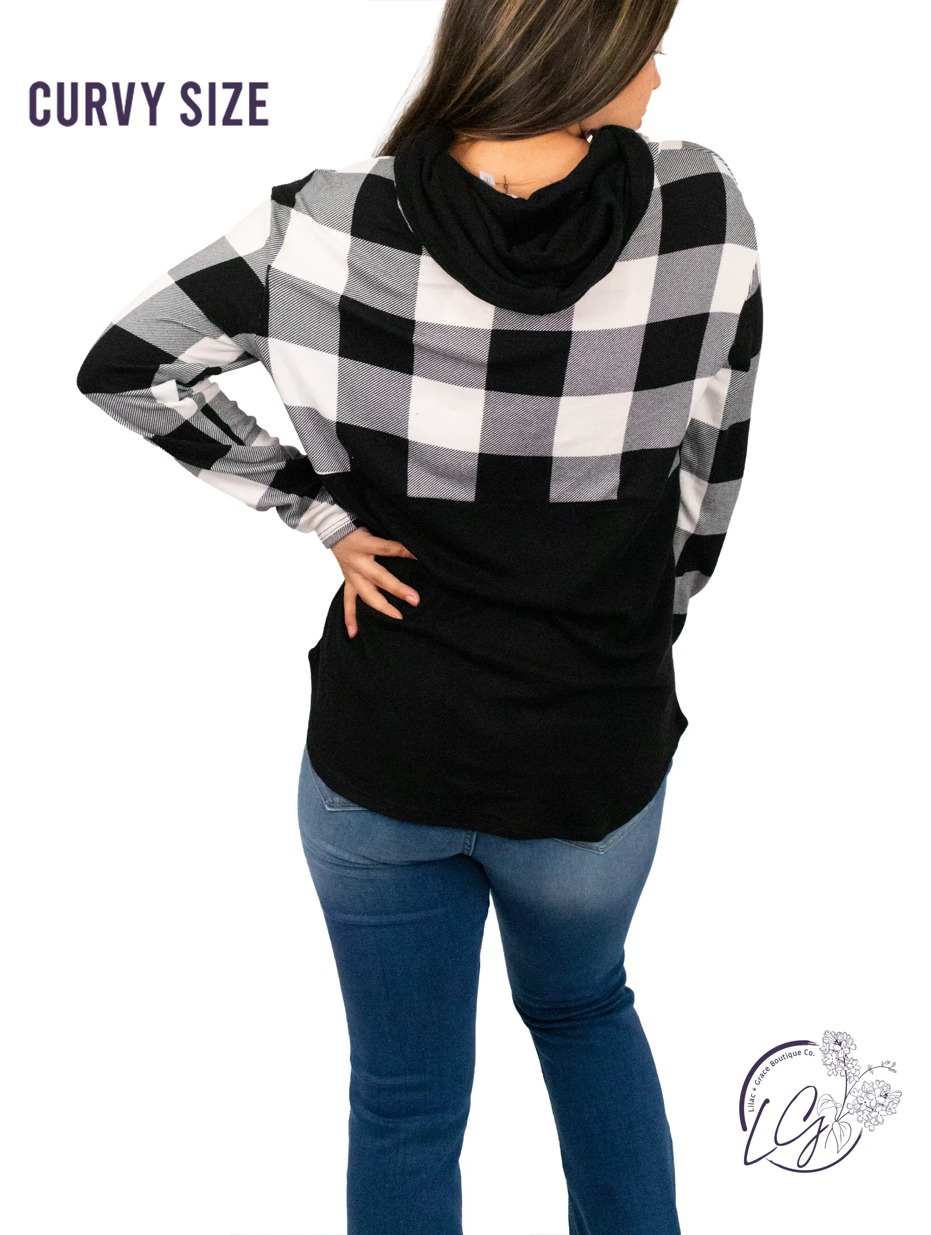 Curvy Buffalo Plaid Lightweight Hoody