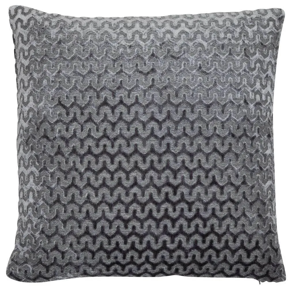 Cut Velvet Wave Cushion - Slate Grey