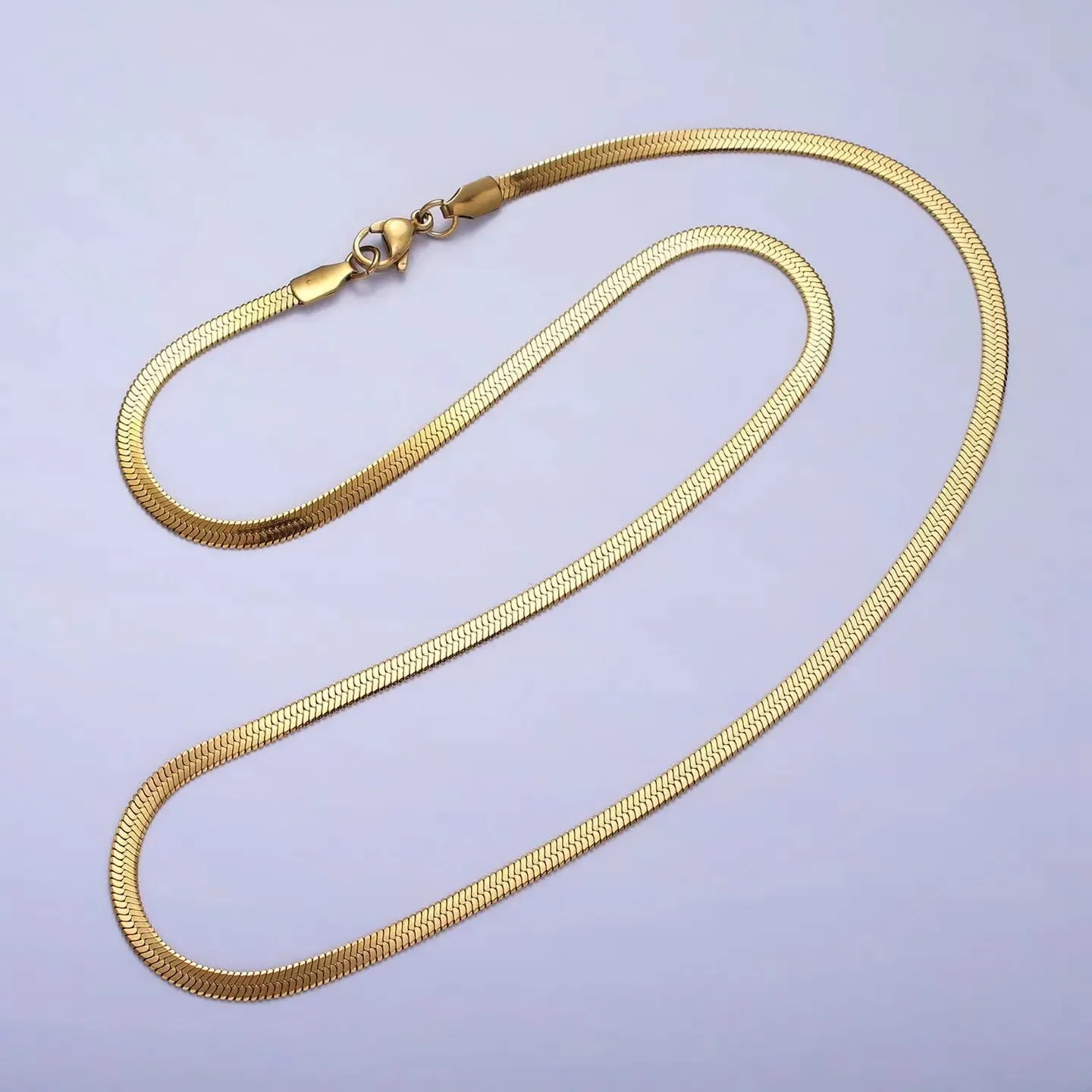 Dainty Gold Herringbone Snake Chain Layering Necklace