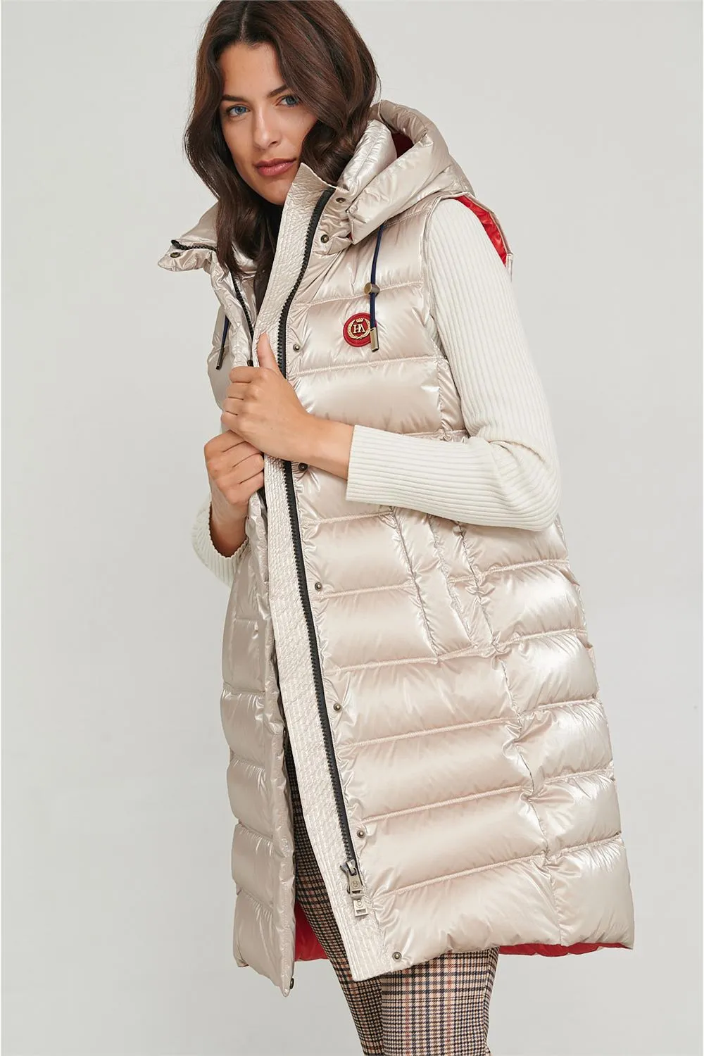 DAKOTA WOMAN LONG VEST CHAMPAGNE