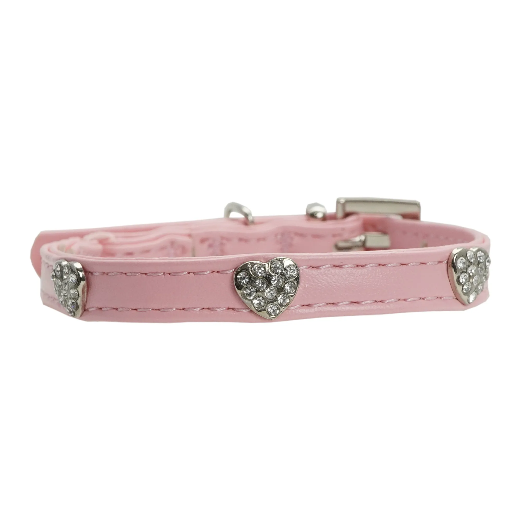 Dan & Sam - Vegan Leather Cat Collar (Blush Hearts)