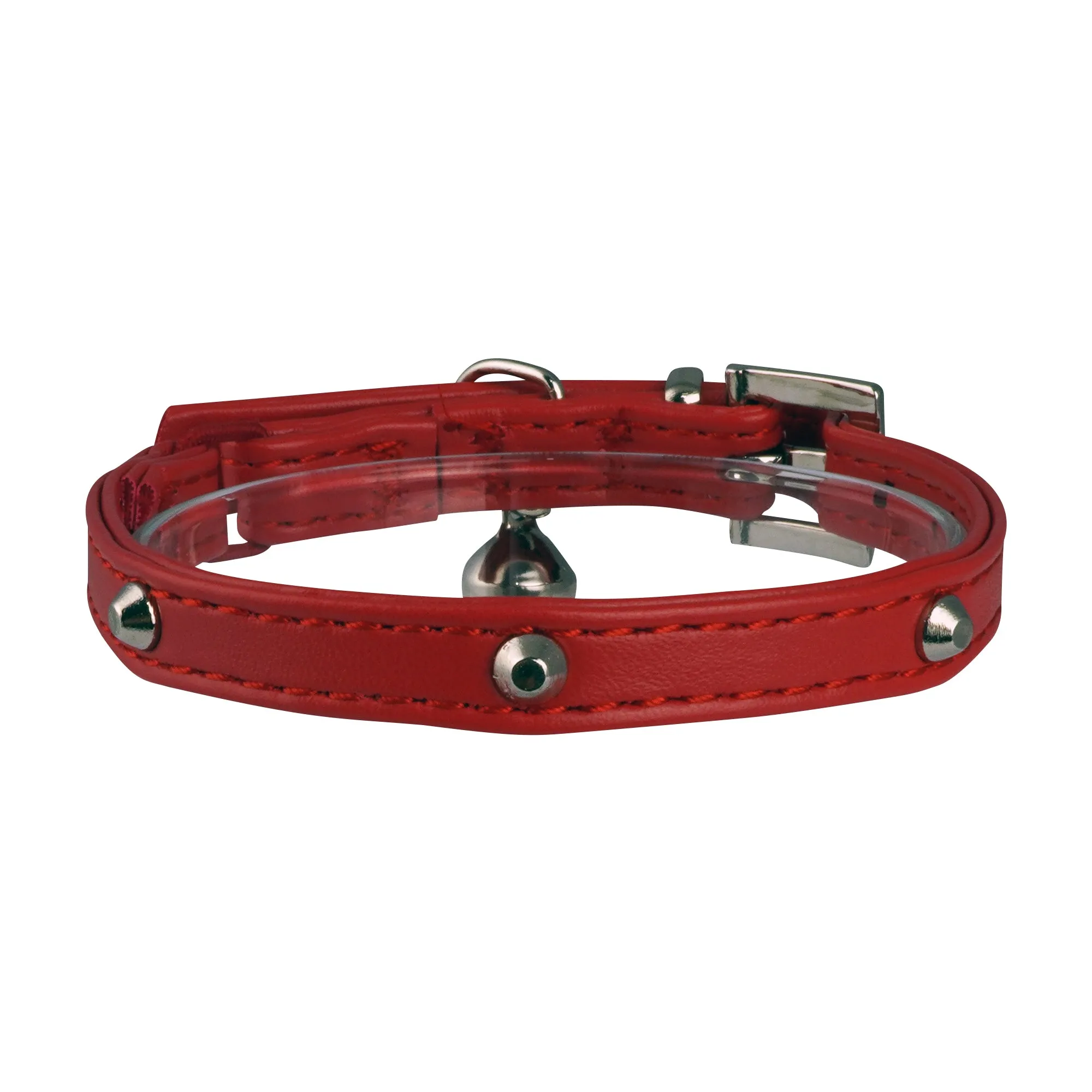 Dan & Sam - Vegan Leather Cat Collar (Red Spike)