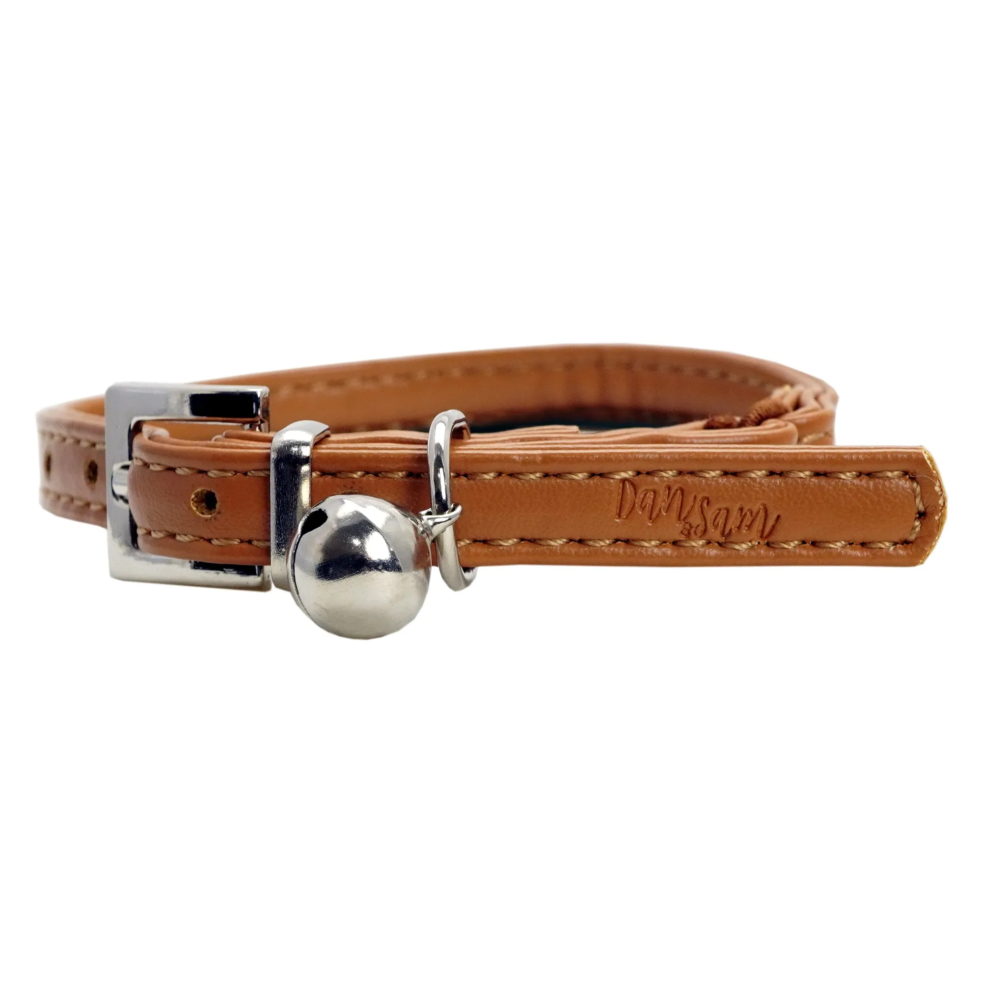 Dan & Sam - Vegan Leather Cat Collar (Tan)