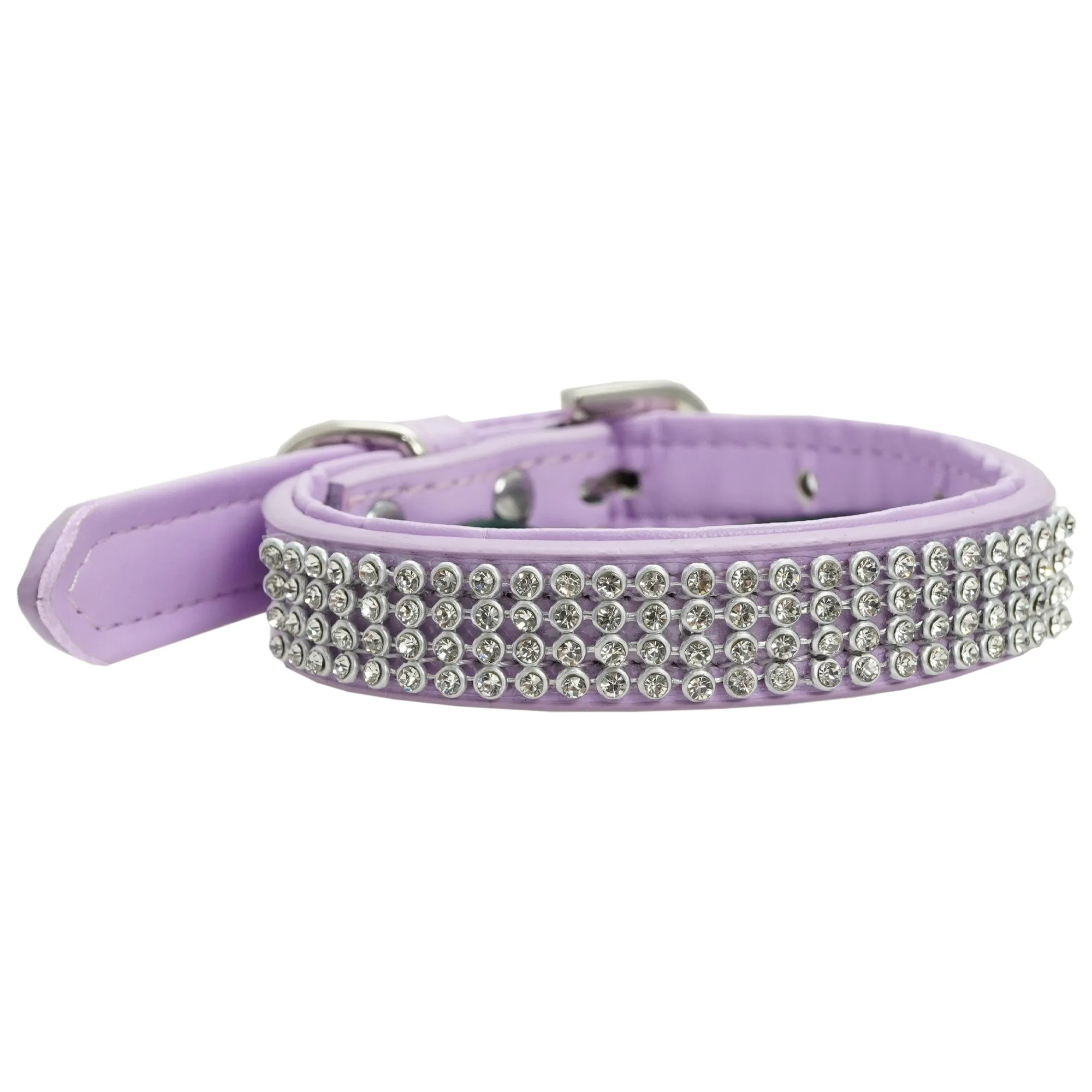 Dan & Sam - Vegan Leather Dog Collar (Lilac Diamante)