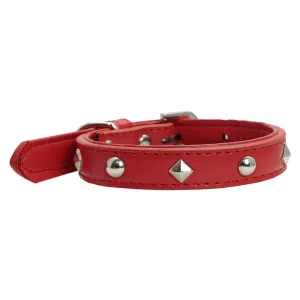 Dan & Sam - Vegan Leather Dog Collar (Red Geometric)