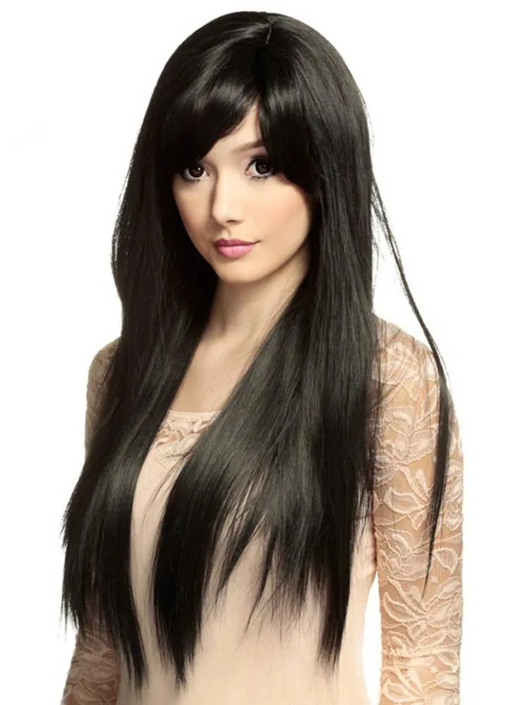 Deluxe Womens Heat Resistant Long Black Bella Wig