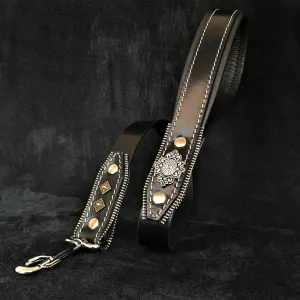 Designer Black Leather Leash for Dogs