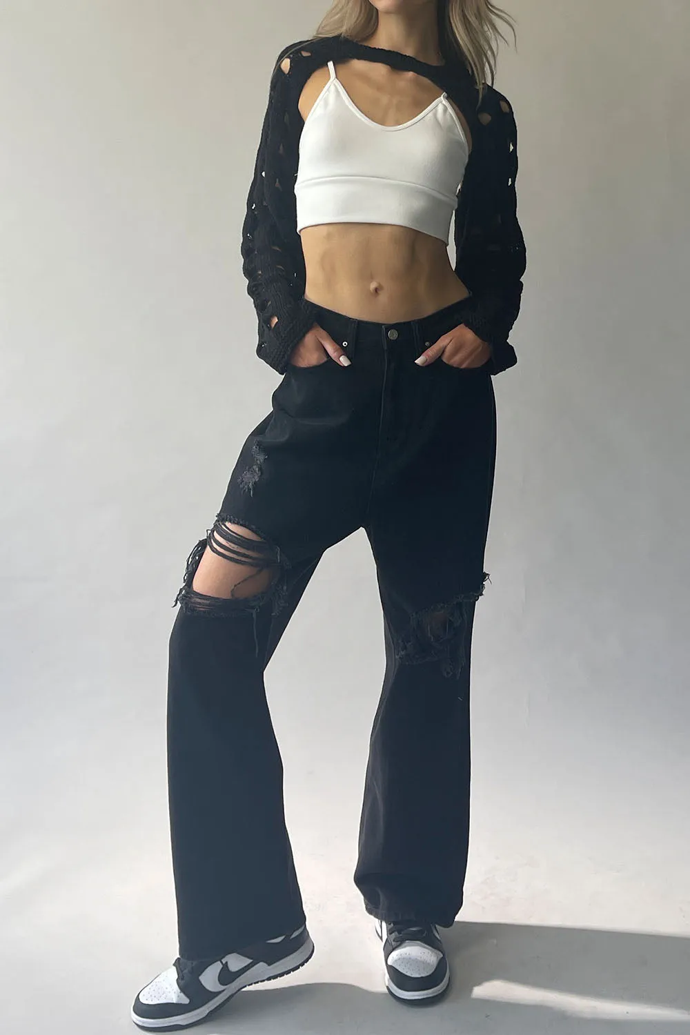 Distressed Super Crop Bolero