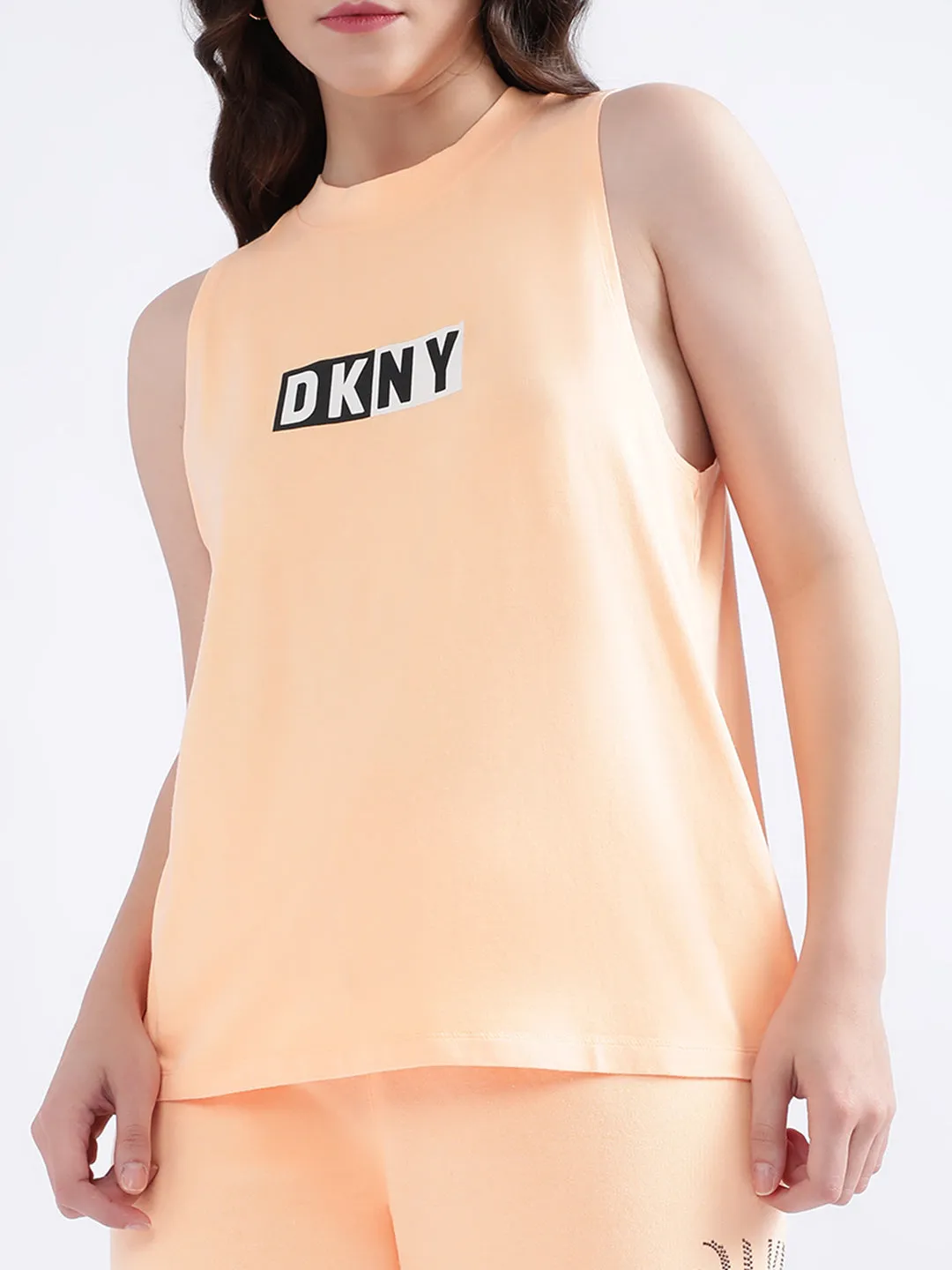 Dkny Peach Fashion Logo Regular Fit Top