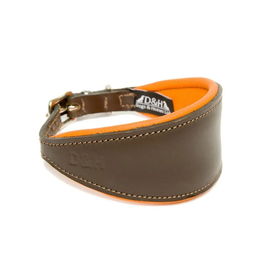 Dogs & Horses Orange Greyhound Padded Leather Collar