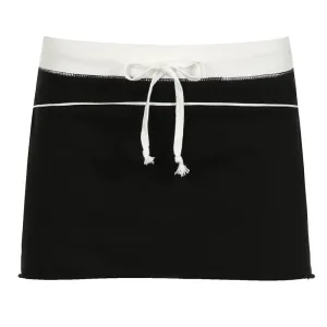 Drawstring Low Rise A Line Mini Skirt Elastic Waist Women Summer Black Skirt Casual Y2k 2000s Clothes P67-BB20