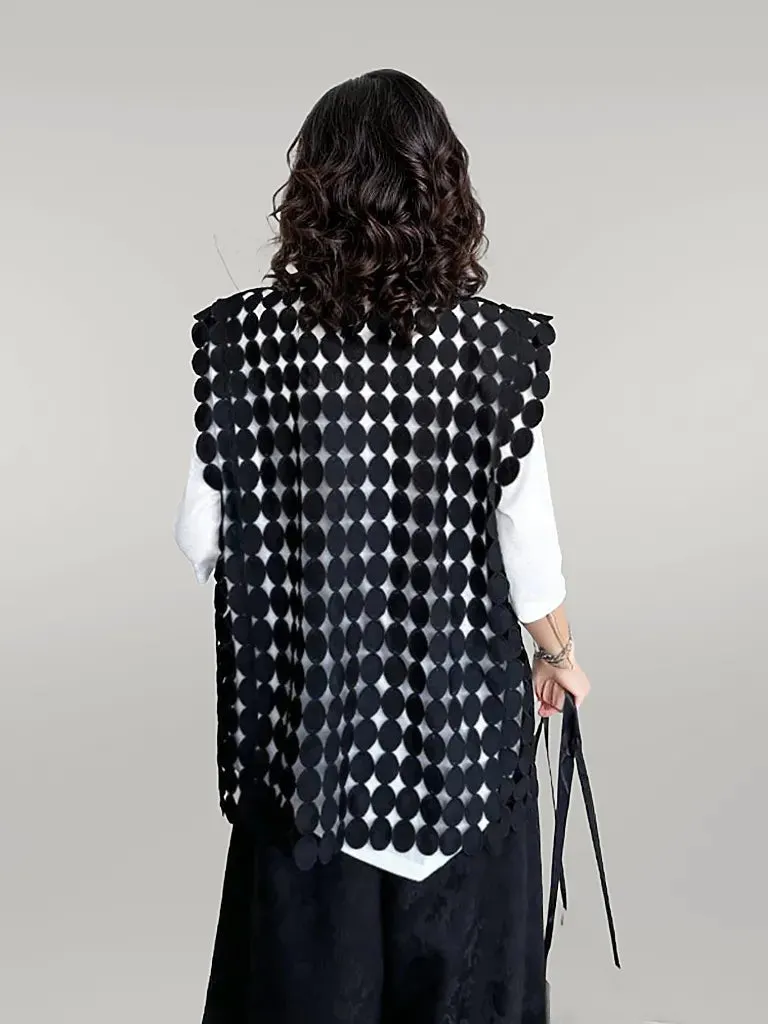 Edgy Circle Pattern Net Vest