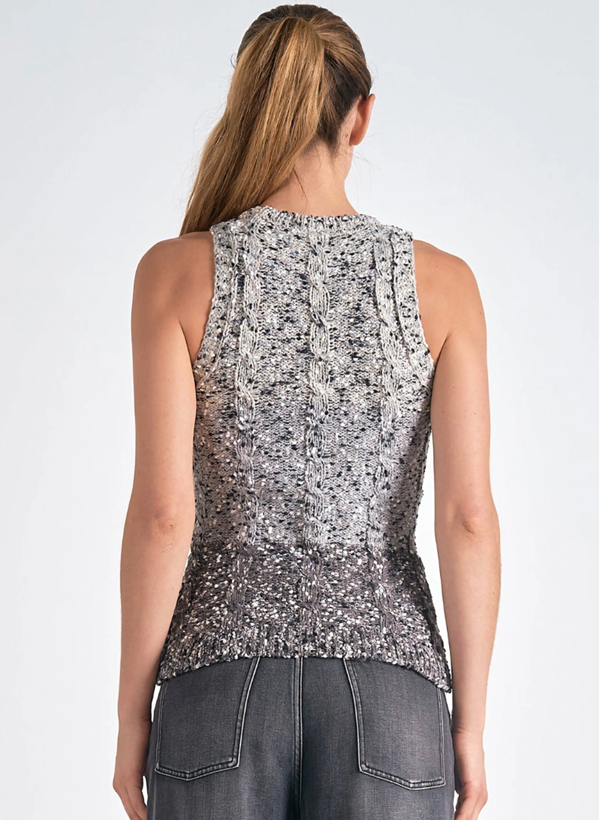 Elan - 7 Sleeveless Sweaters - Grey Ombre